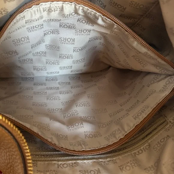 Michael Kors Anita Pebbled Leather Shoulder Bag – Acorn/Camel - Picture 7 of 13